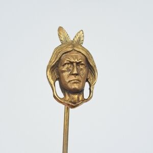 Antique Edwardian Indian Head Stickpin Lapel Pin